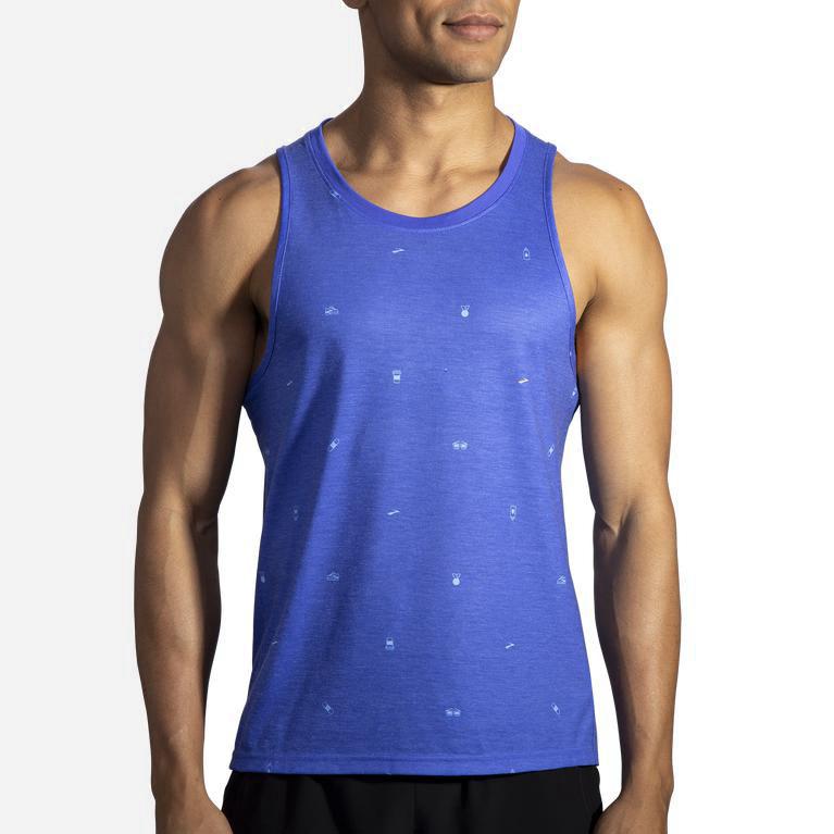 Brooks Distance Graphic - Camiseta Sin Mangas Hombre - Azules (UZ5726084)